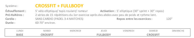 Entraînement semaine 8 Entraînement semaine 8