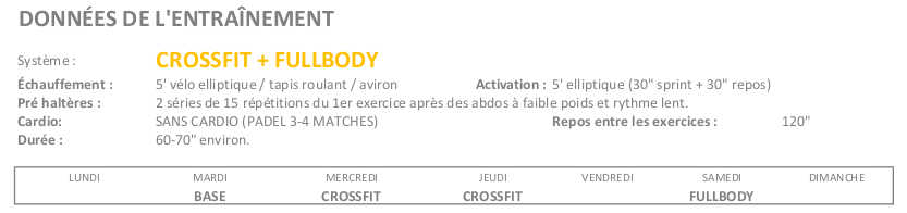 Exercices cétogène semaine 9