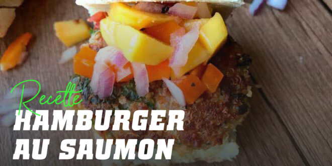 Hamburger de saumon avec mangue