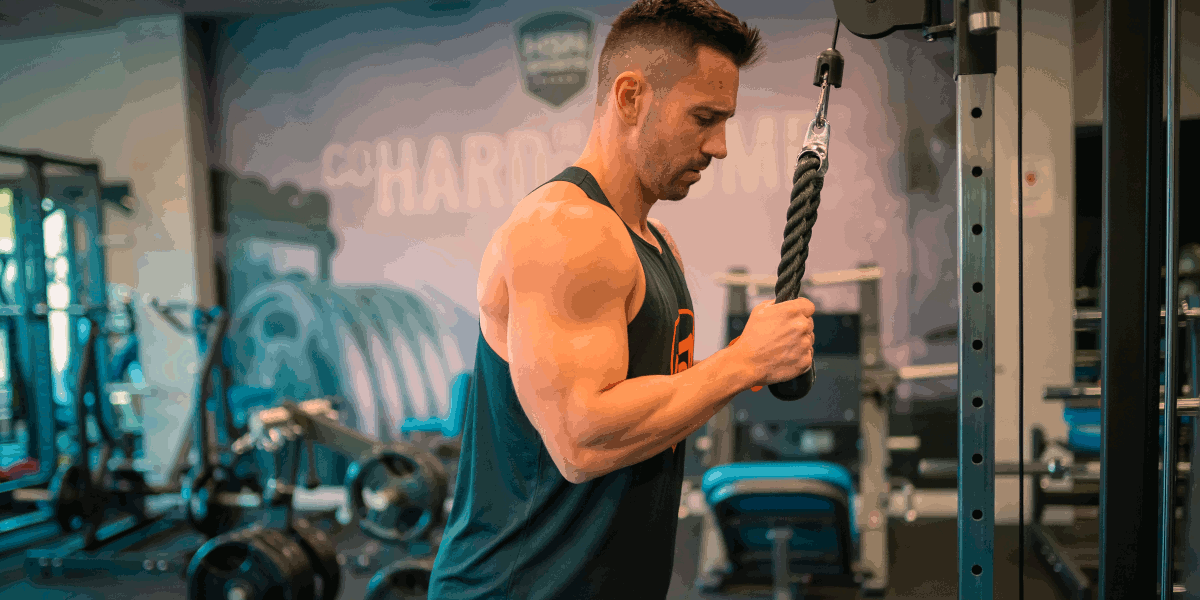 Extension des Triceps avec Poulie Haute. Exercices pour biceps et triceps