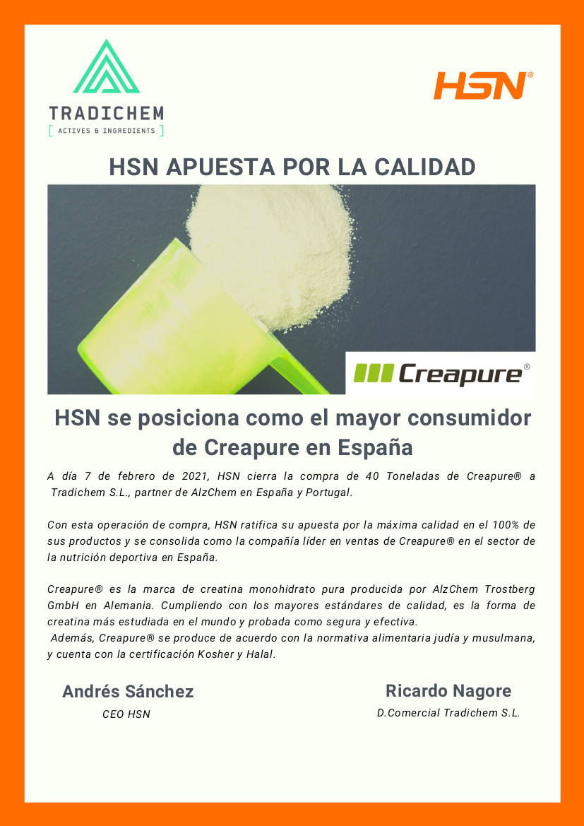 Note Tradichem record d'achat Creapure® Note Tradichem record d'achat Creapure®