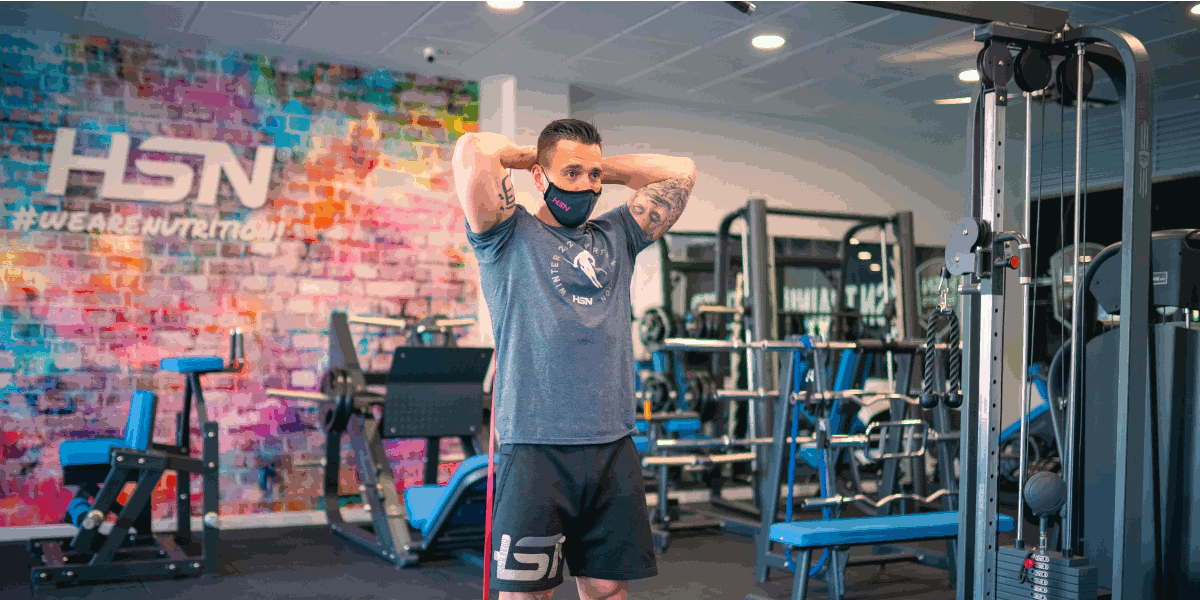 Band Triceps Overhead Extension avec bandes élastiques Band Triceps Overhead Extension avec bandes élastiques