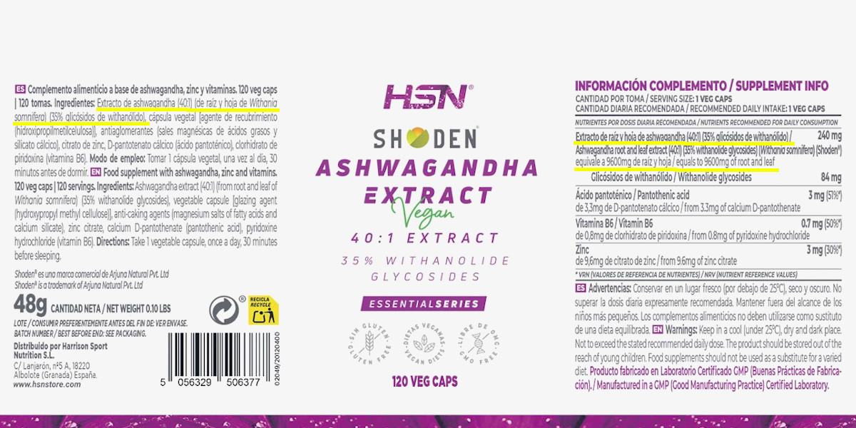 Étiquette Ashwagandha Shoden® HSN EssentialSeries Étiquette Ashwagandha Shoden® HSN EssentialSeries