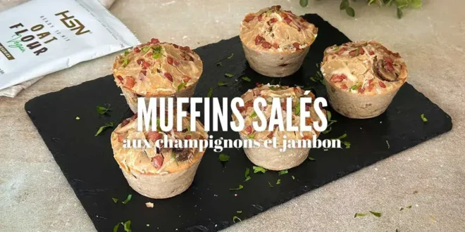 Muffins salés aux champignons et jambon riches en protéines