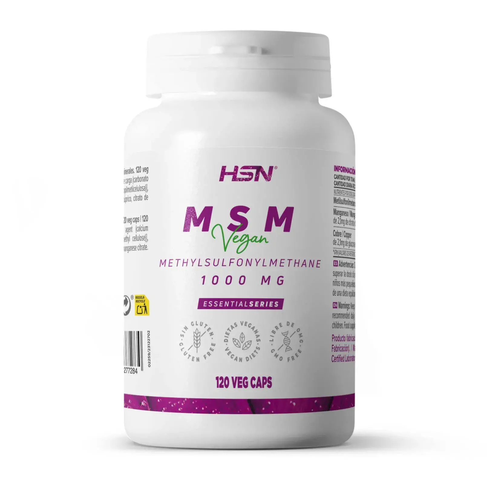 MSM (MÉTHYL-SULFONYL-MÉTHANE) 1000mg - 120 veg caps