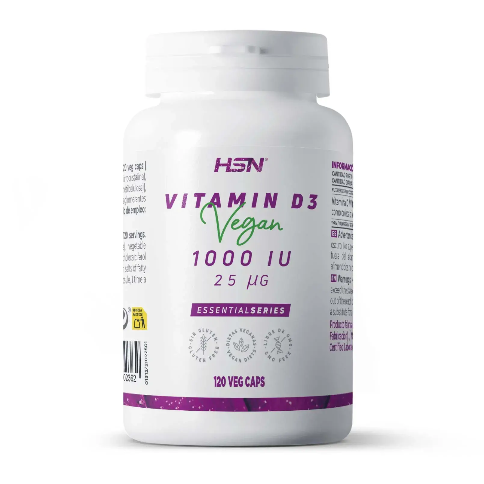 VITAMINE D3 VÉGÉTALIENNE 1000UI - 120 veg caps